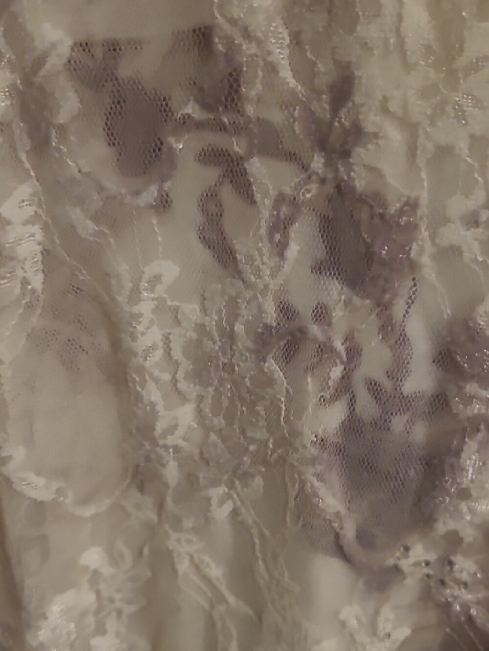 Women's Lace Floral Tank Top - Light Mauve on Cream - Picture 3 of 3